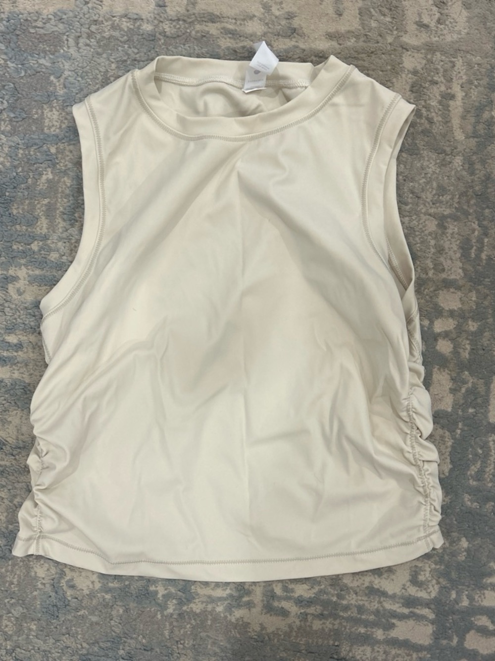 Ruched Side Performance Tank Top - Cream